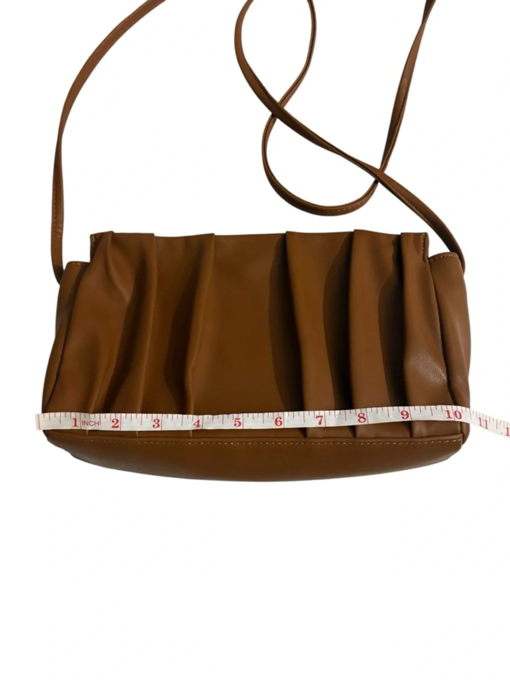 Penn. Penningtons Women's Brown Pleated Crossbody Shoulder Bag - Picture 6 of 9